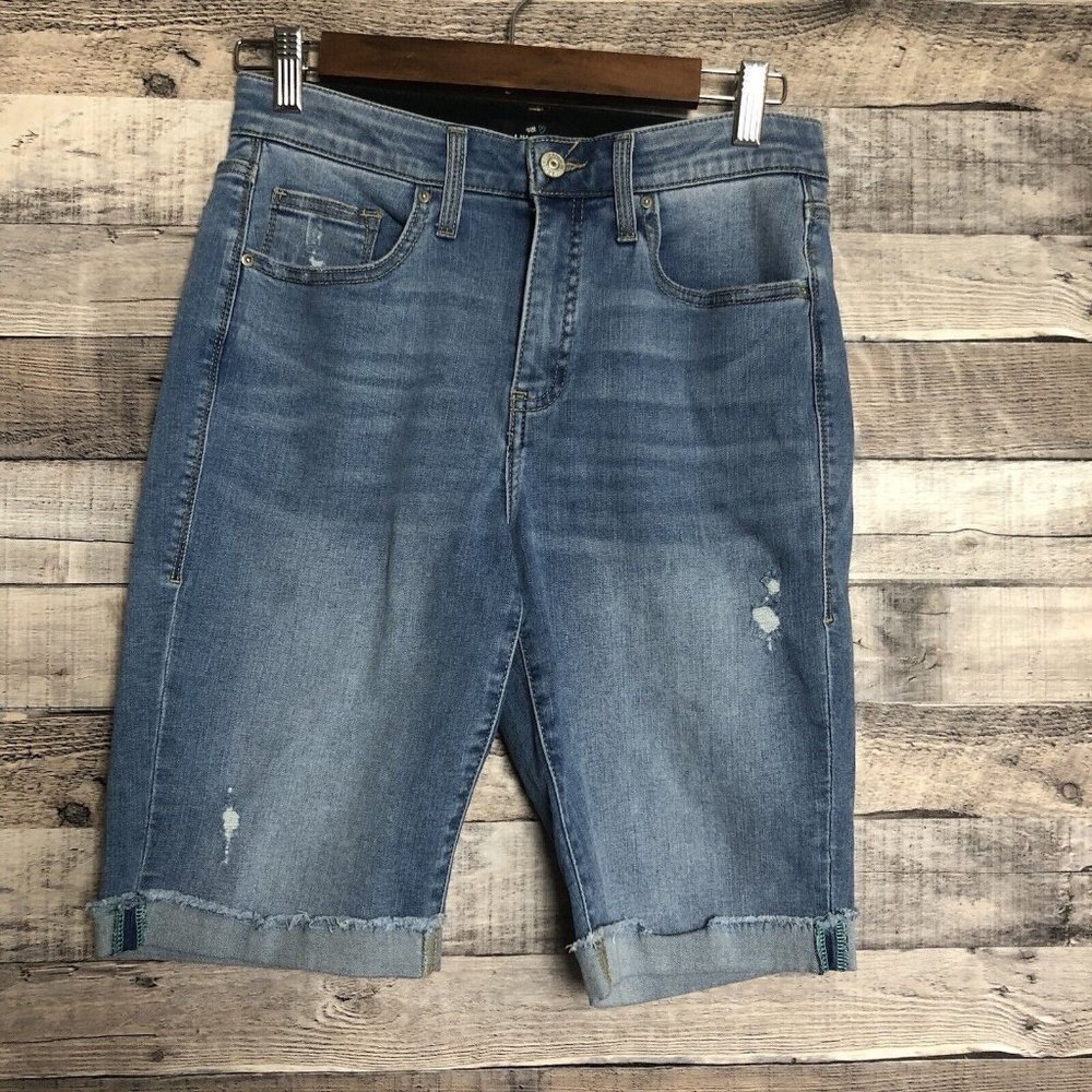 Lularoe Size 28 With Love Denim Bermuda Jean Shorts STRETCH Cuffed